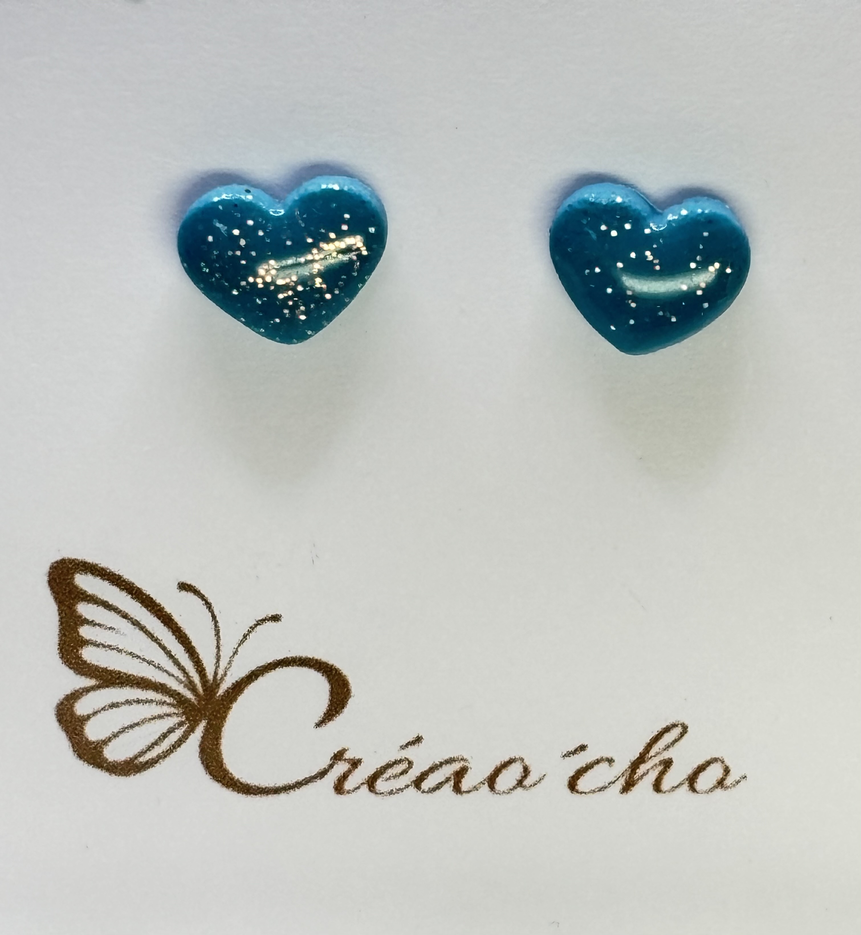 puce coeur turquoise PC7