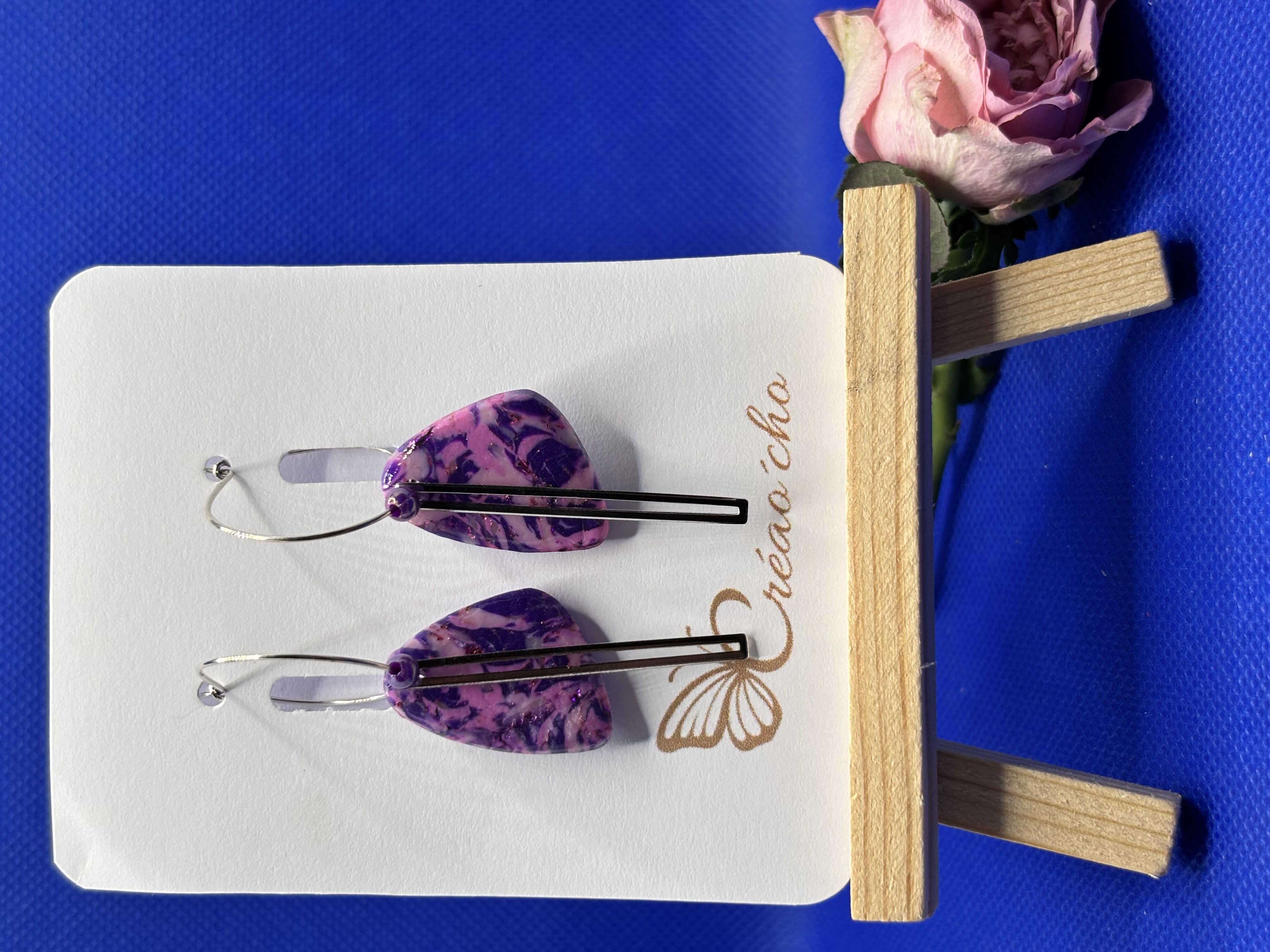 Boucles d'oreilles "Perle-de-lune Mauve"SDM3