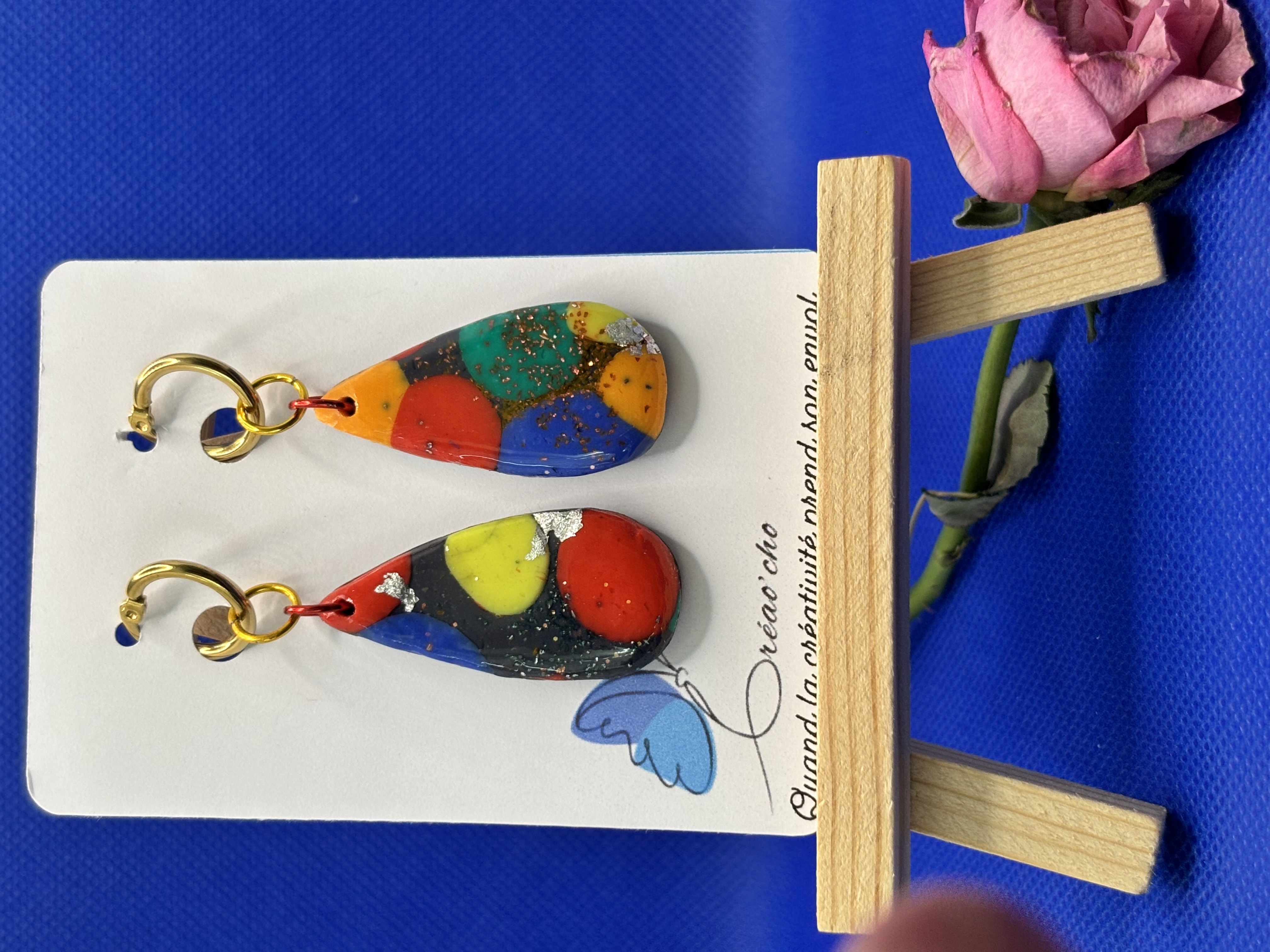 Boucles d'oreilles "Goutte confetti" GFNC2