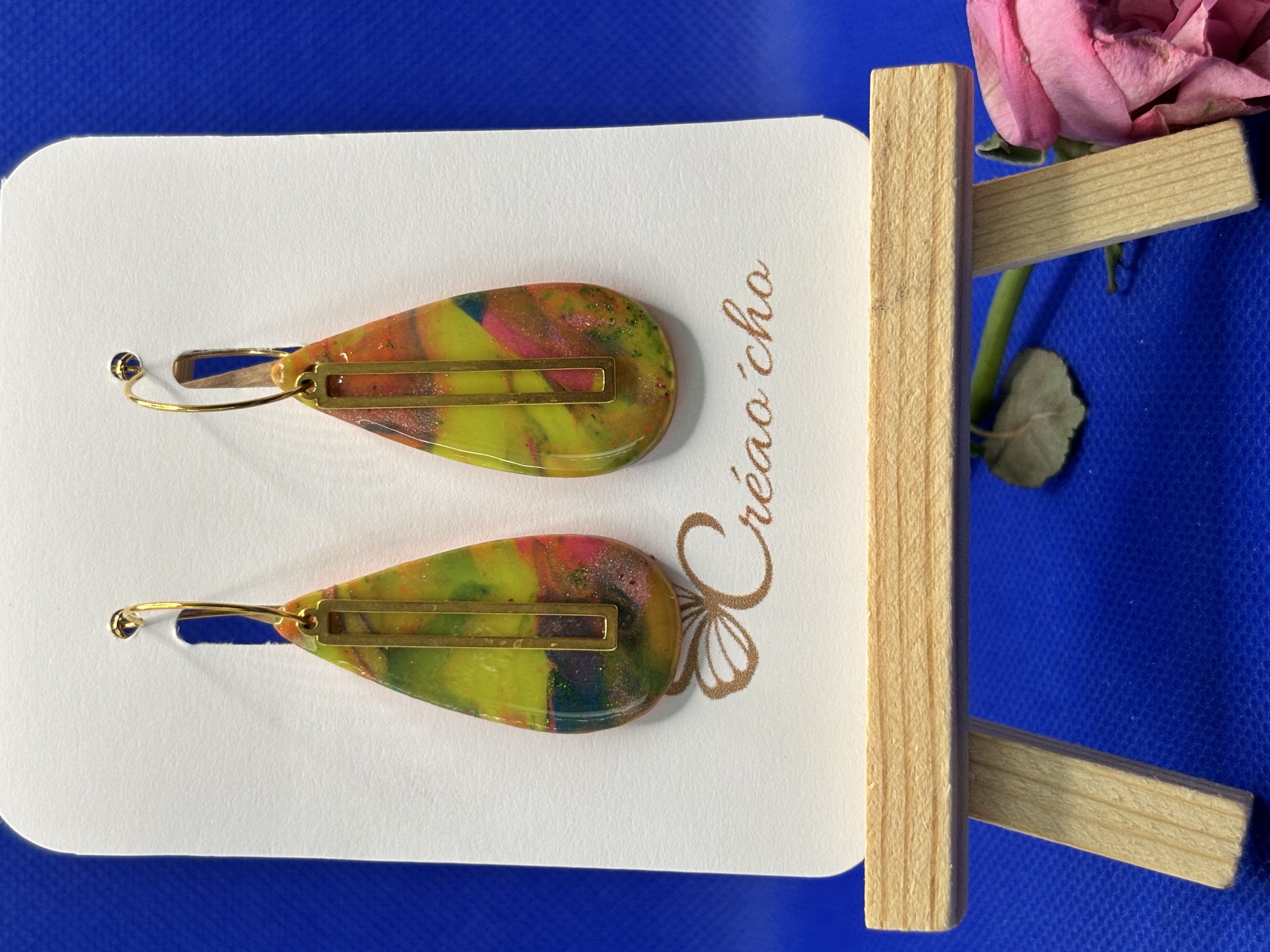 Boucles d'oreilles "Goutte jardin"VVNO1