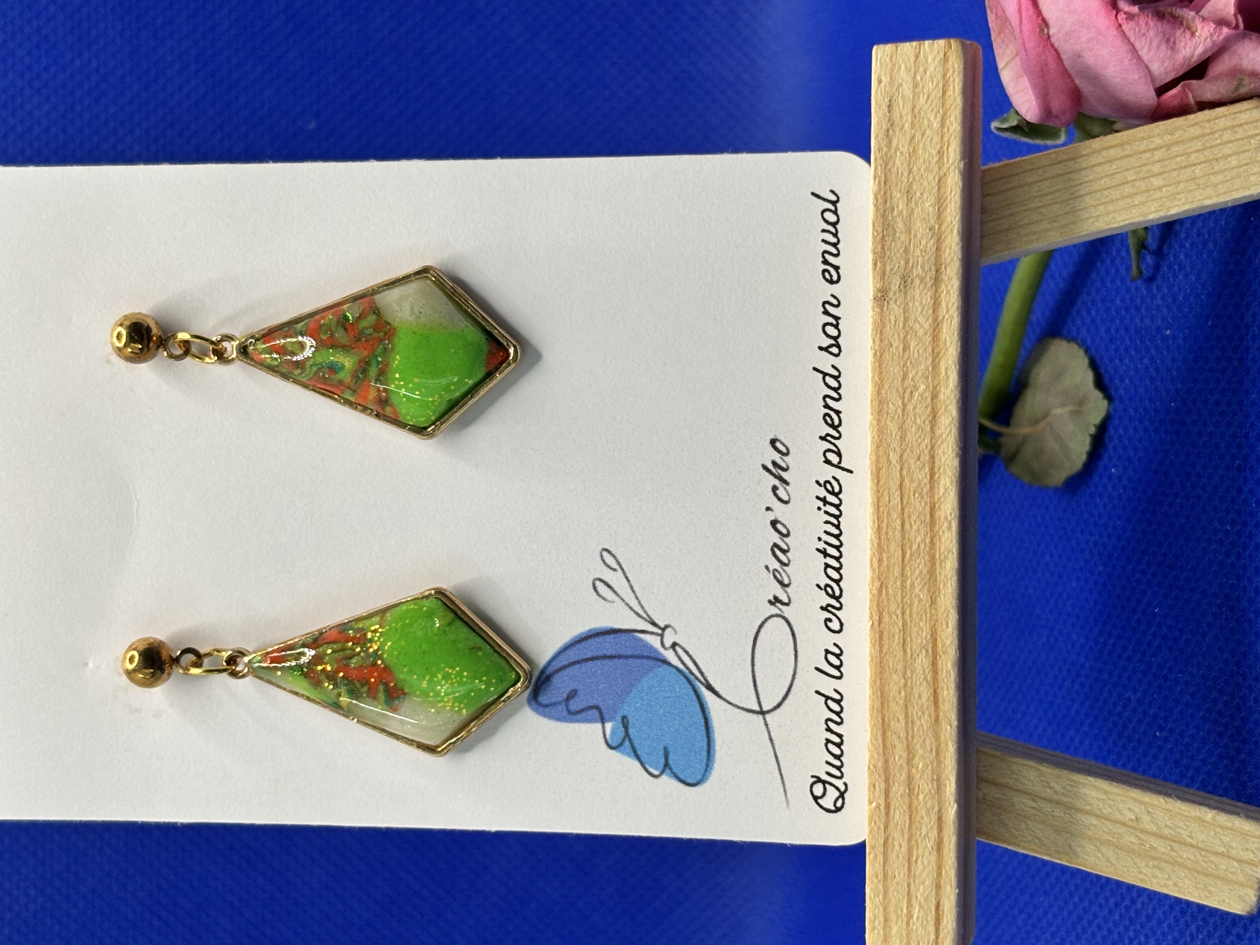 Boucles d'oreilles "Losange jardin"VVNO10