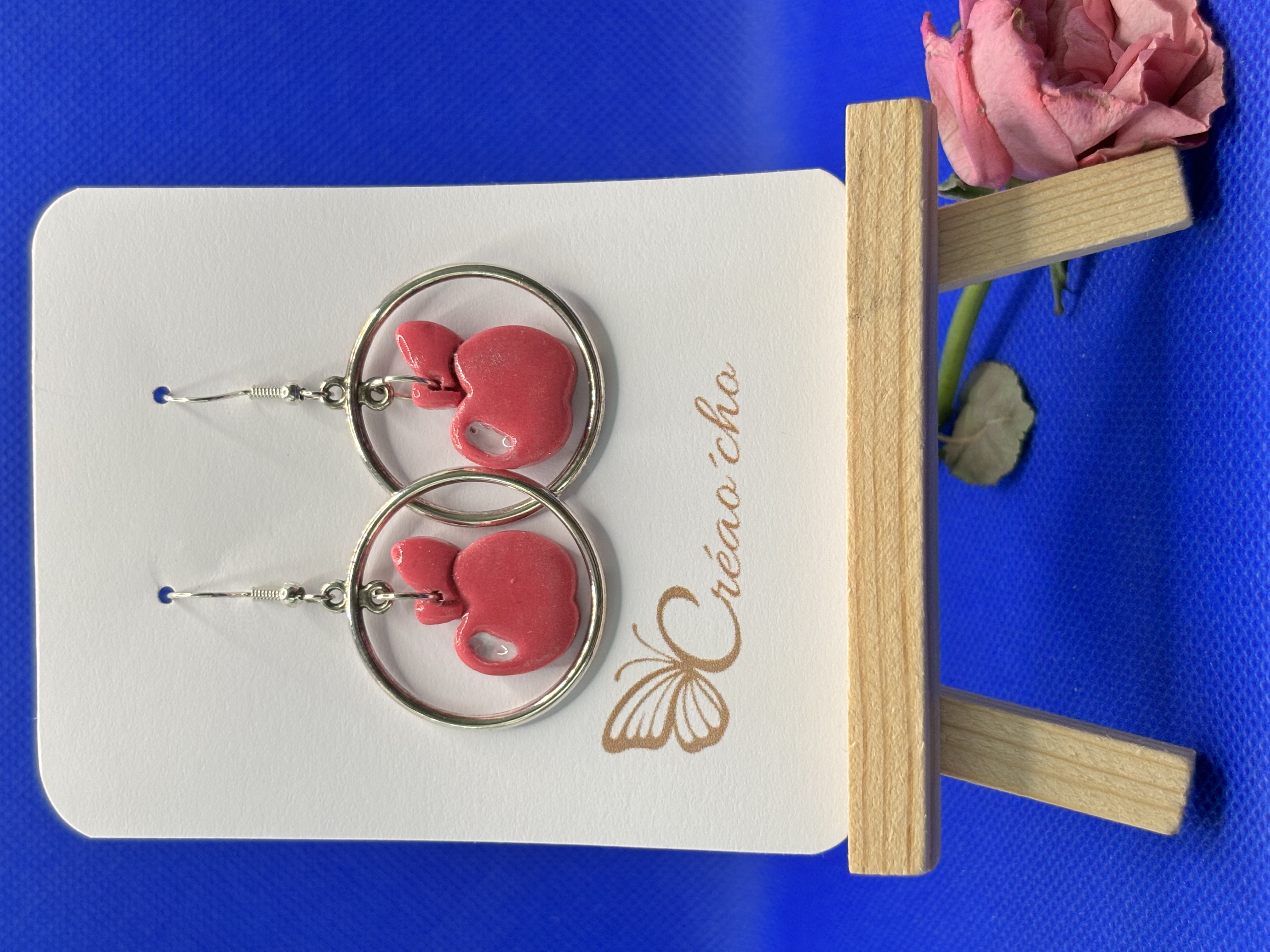 Boucles d'oreilles "pomme rose"MDR8