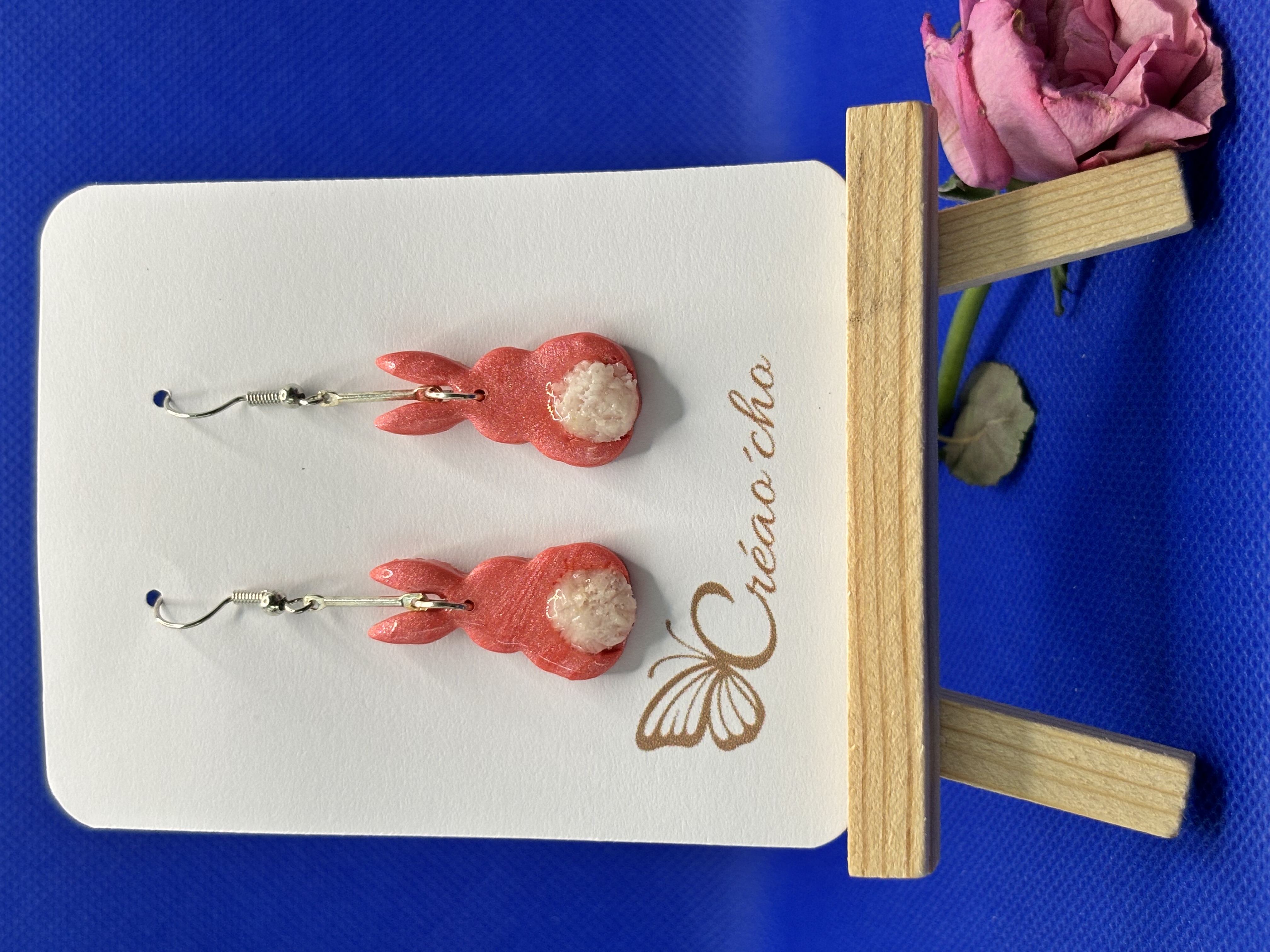 Boucles d'oreilles "Lapinou rose" MDR11