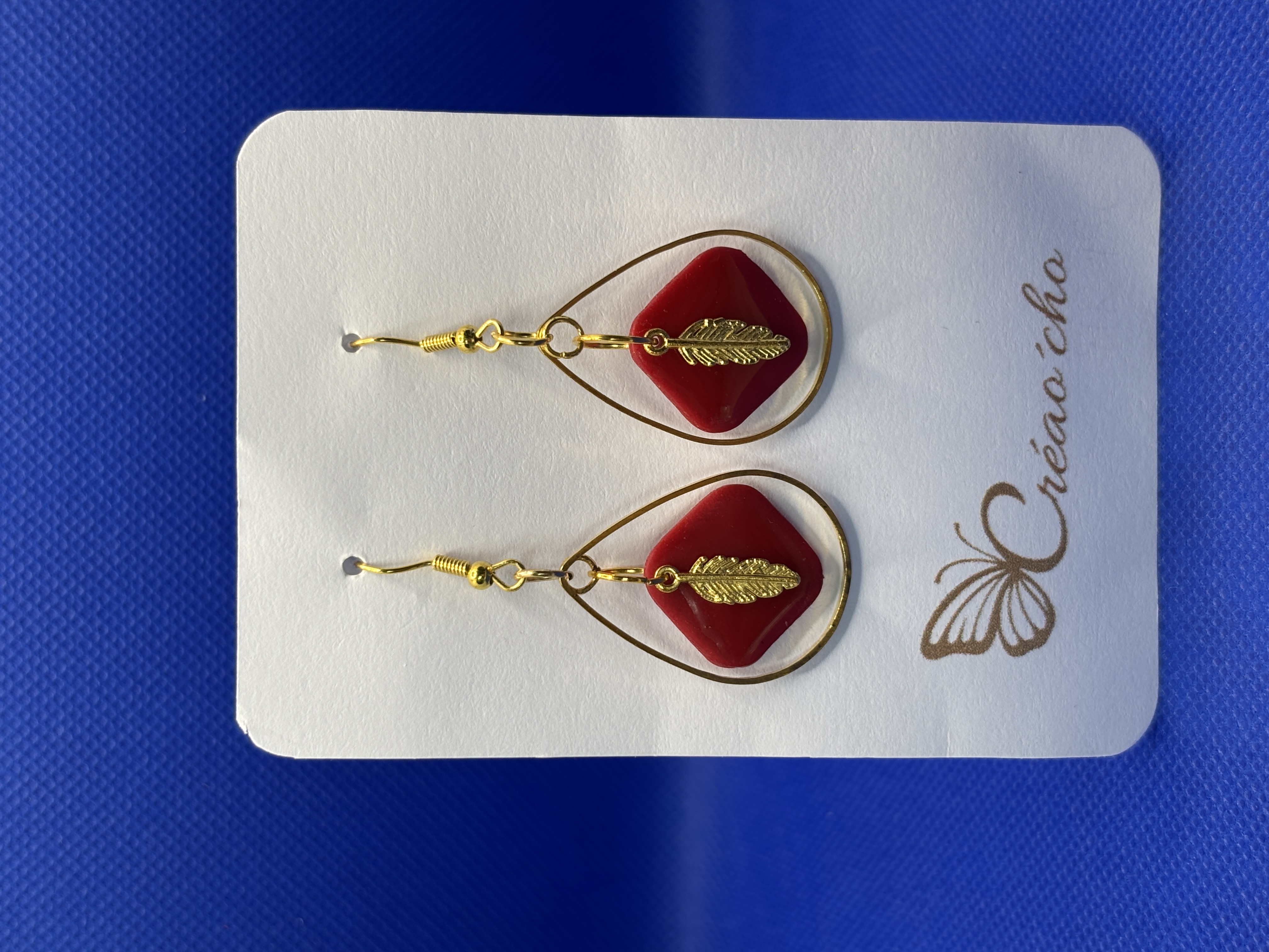 Boucles d'oreilles "Carré rouge"OVR3