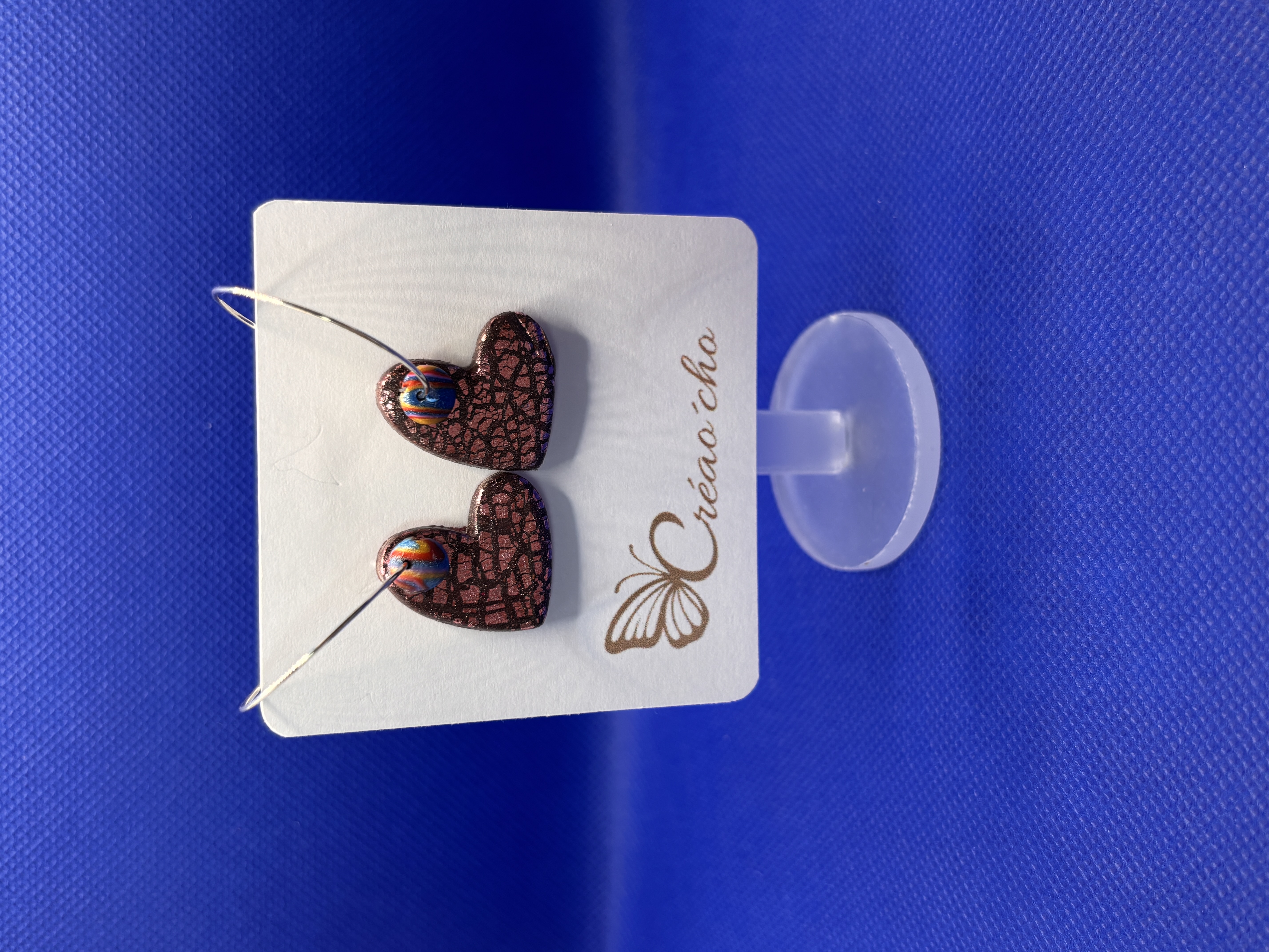 Boucles d'oreilles "Coeur rosé " APR11
