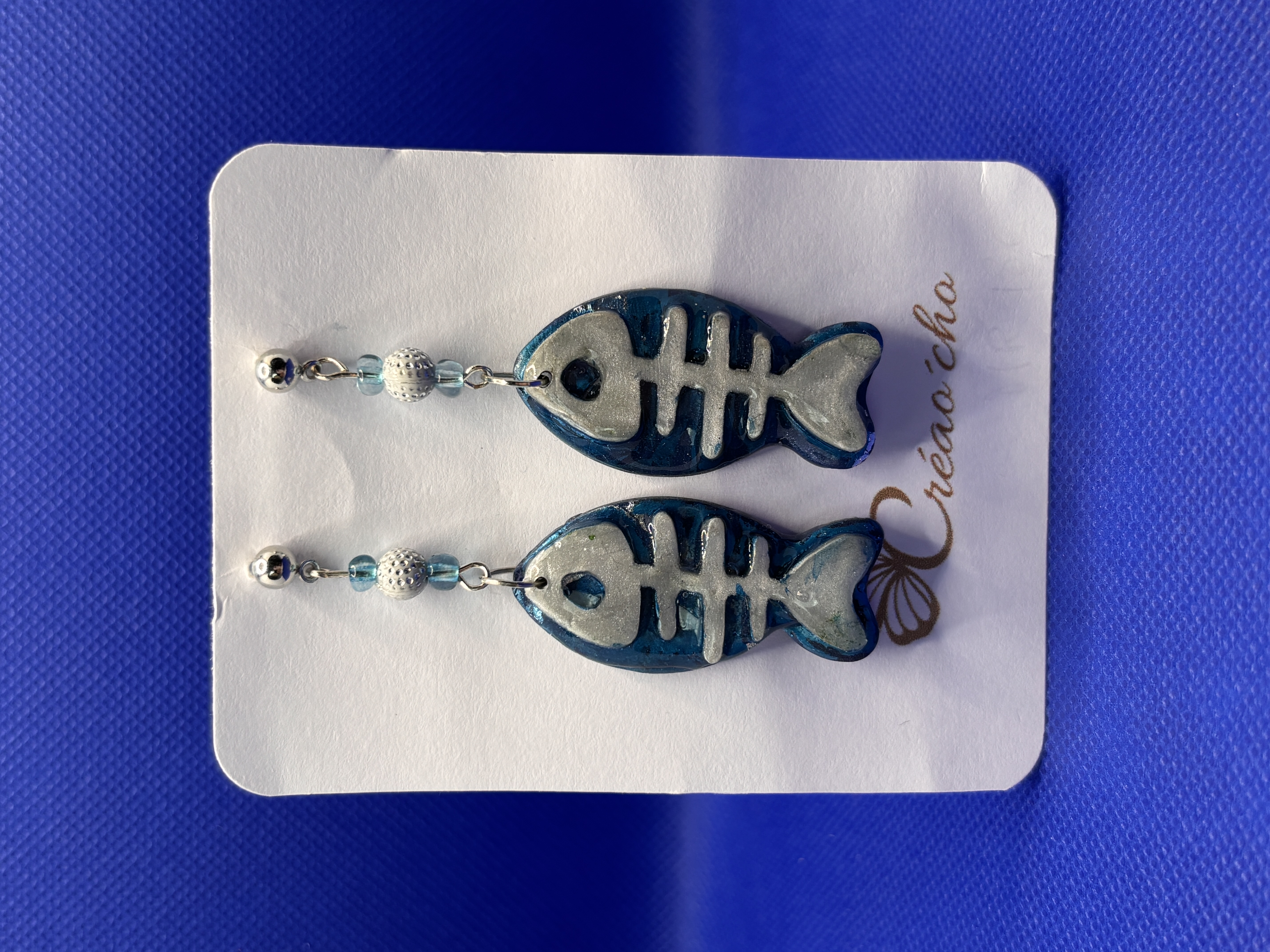 Boucles d'oreilles "Poisson squelette" CDT10