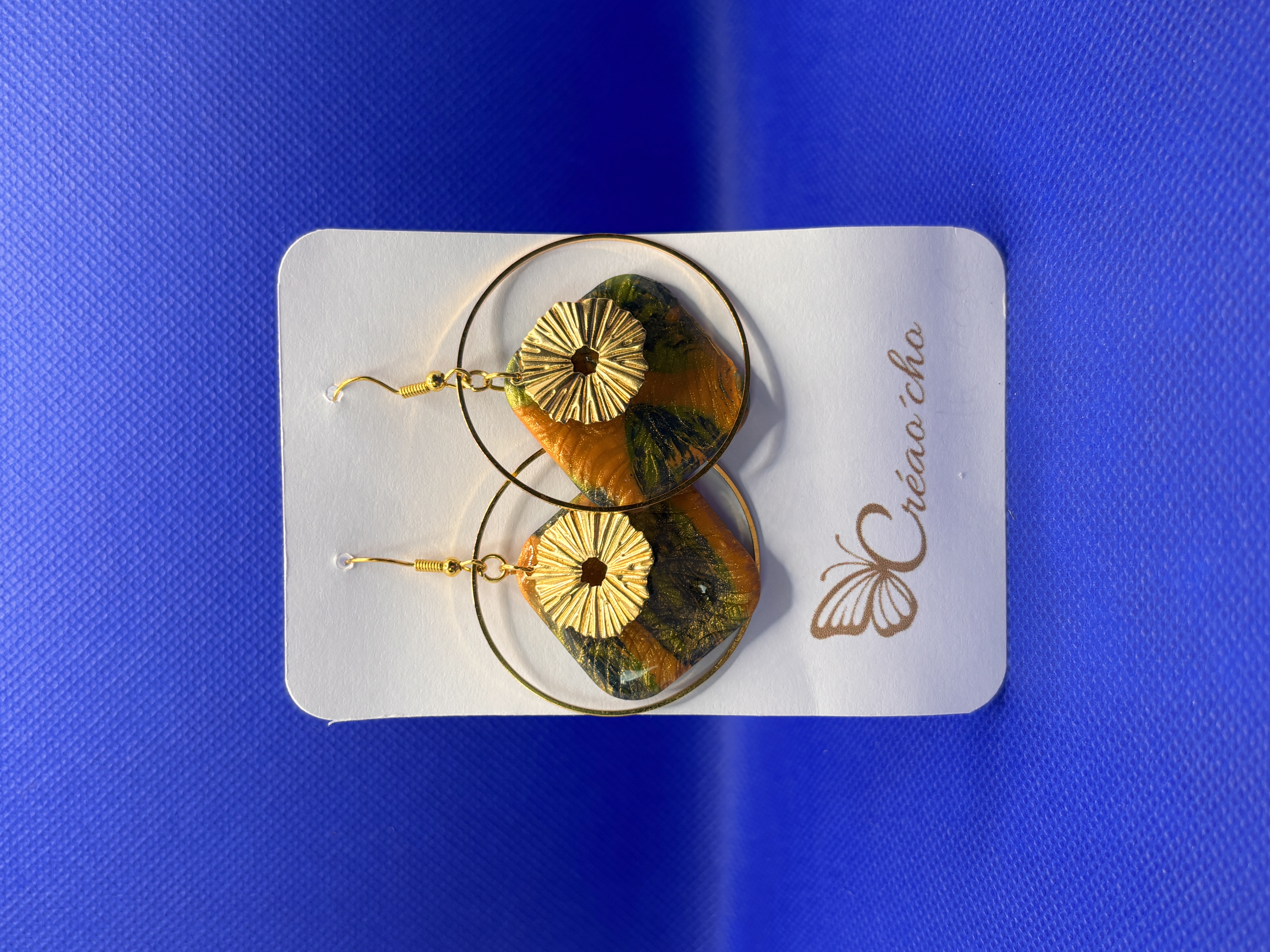 Boucles d'oreilles "Carré ambré" LOD 5
