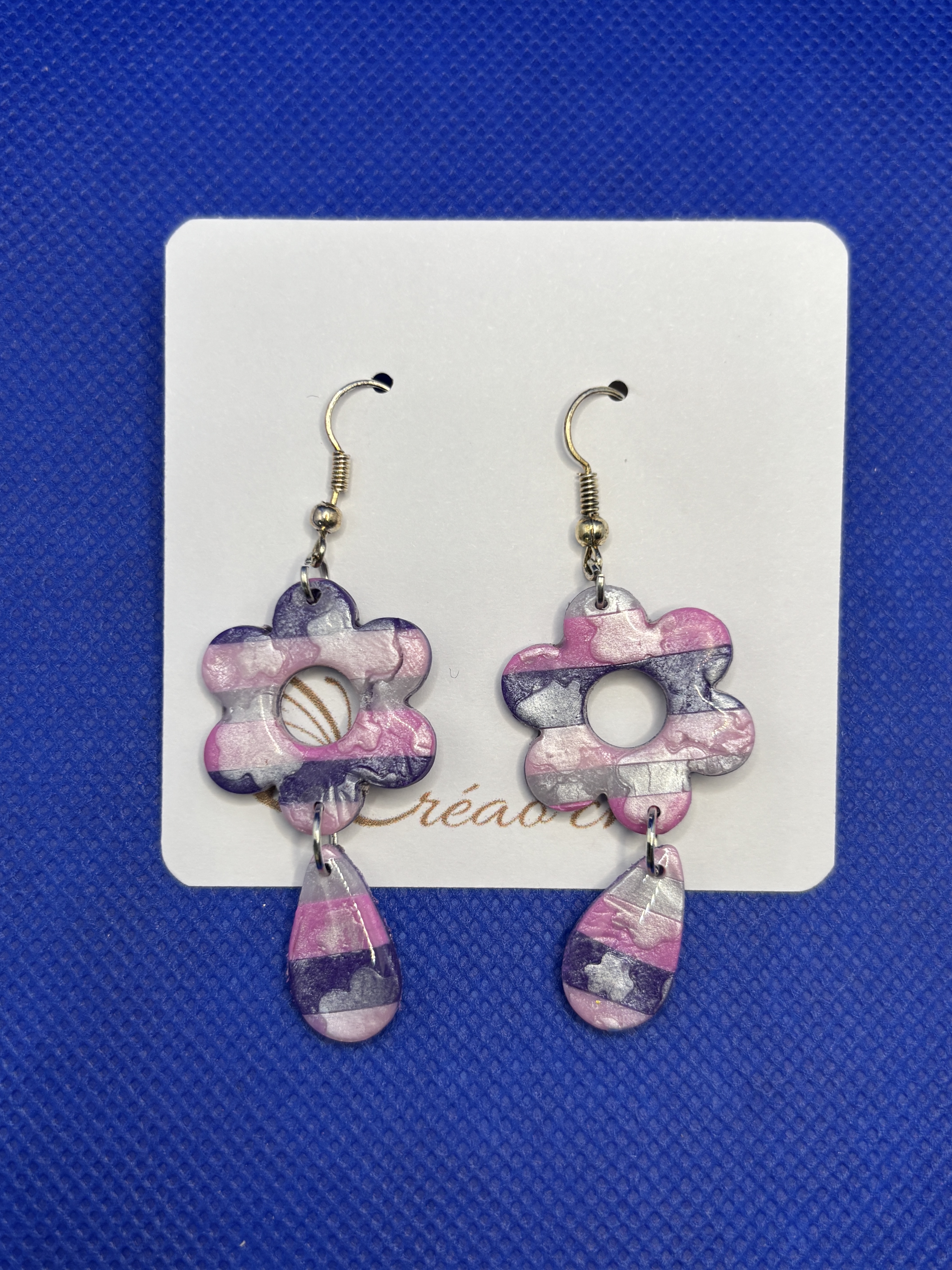 Boucles d'oreilles "Fleur ligné"SDM13