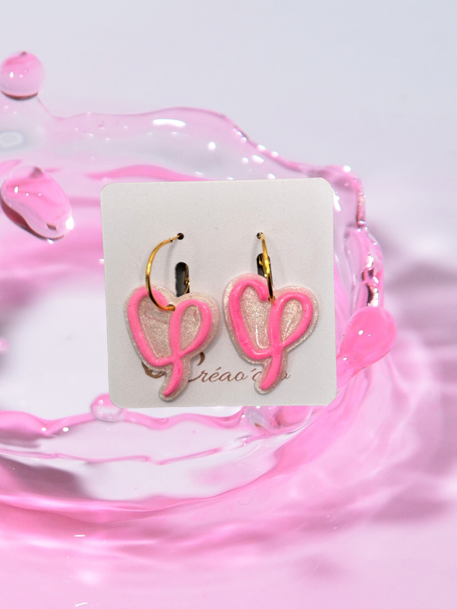 Boucles d'oreilles ruban coeur OTR3