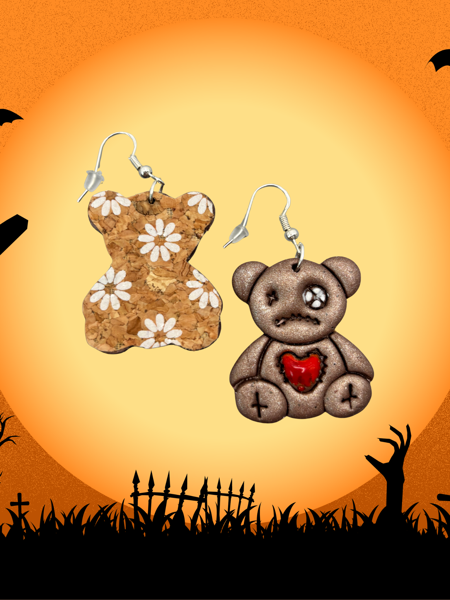 Boucles d'oreilles nounours au cœur brisé HWF17