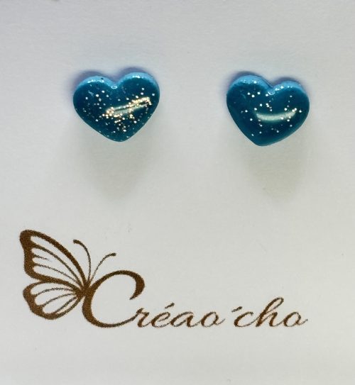 puce coeur turquoise PC7