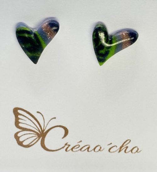 Puce coeur élncé vert et + PC9