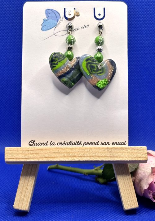 Boucles d'oreilles pendante coeur NDV7