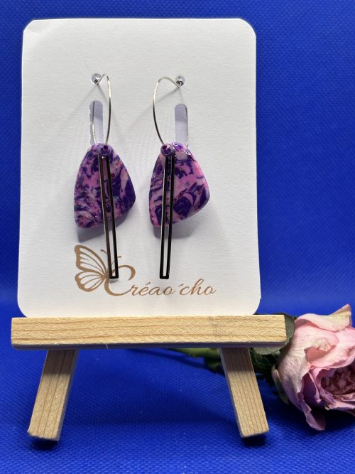 Boucles d'oreilles "Perle-de-lune Mauve"SDM3