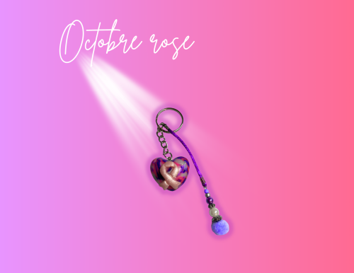 Porte clé "ruban rose coeur"9