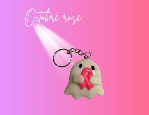 Porte clé "ruban rose fantome"10