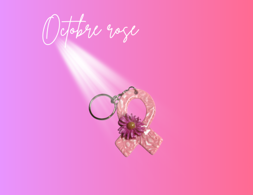 Porte clé "ruban rose et sa fleur"12