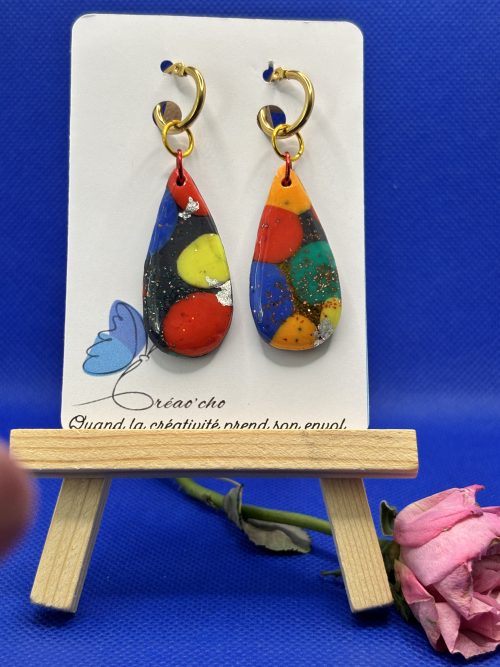 Boucles d'oreilles "Goutte confetti" GFNC2