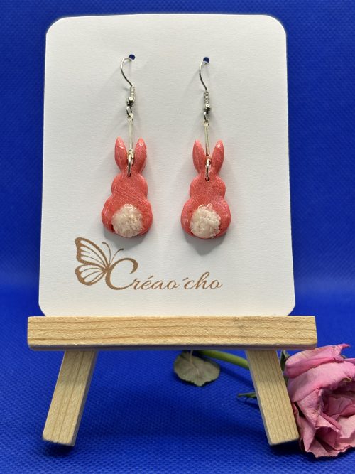 Boucles d'oreilles "Lapinou rose" MDR11