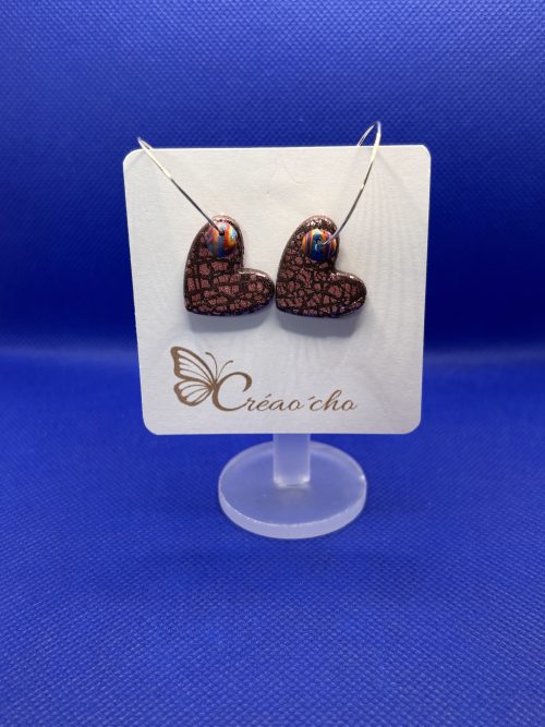 Boucles d'oreilles "Coeur rosé " APR11