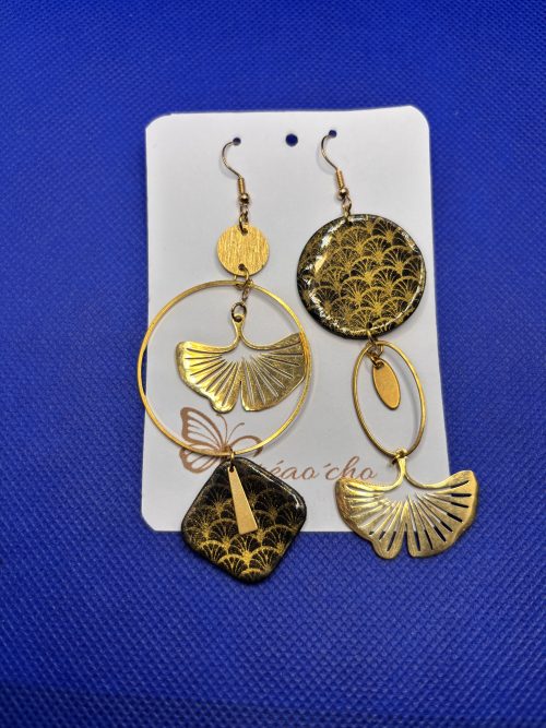 Boucles d'oreilles "Ecu d'or asymétrique"LBD13
