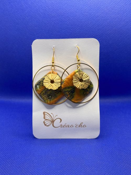 Boucles d'oreilles "Carré ambré" LOD 5