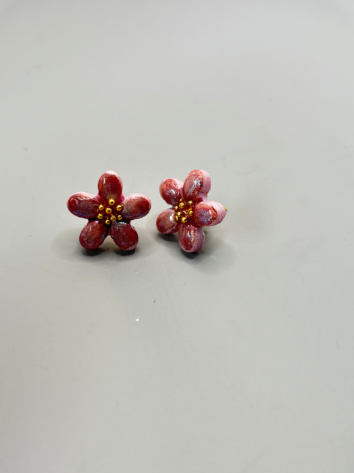 Boucle d'oreille puce fleurPC41