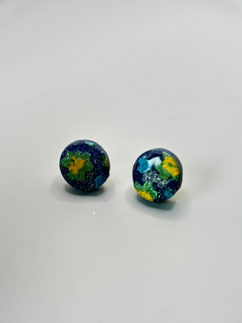 Boucle d'oreille puce ronde fleurPC42