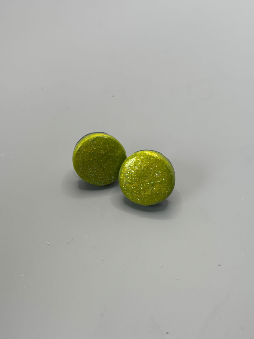 Boucle d'oreille ronde verte pétillantePC48