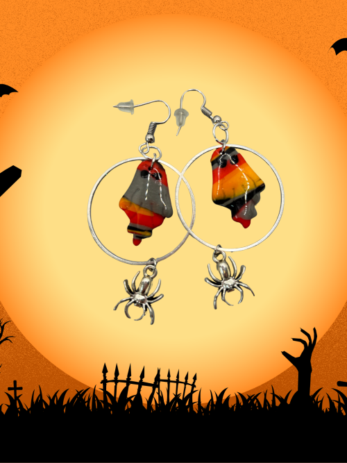 Boucles d'oreilles fantôme multicolore et son araignée HWF6