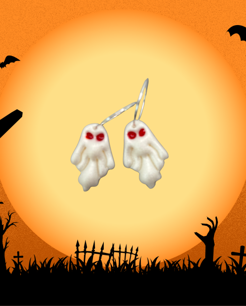 Boucles d'oreilles  fantôme blanc à pointe tombante HWF15