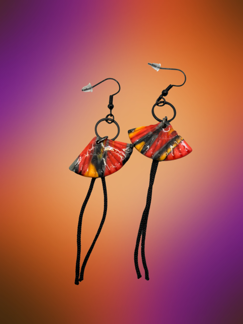 Boucles d'oreilles éventail multicolore HWF20