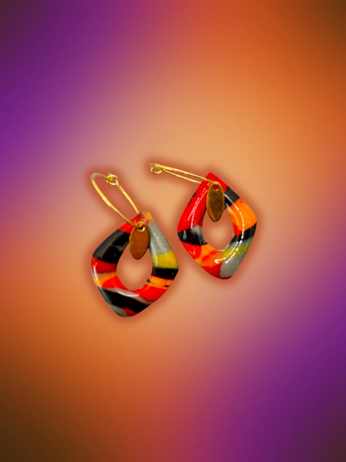 Boucles d'oreilles losange flamboyant HWF25