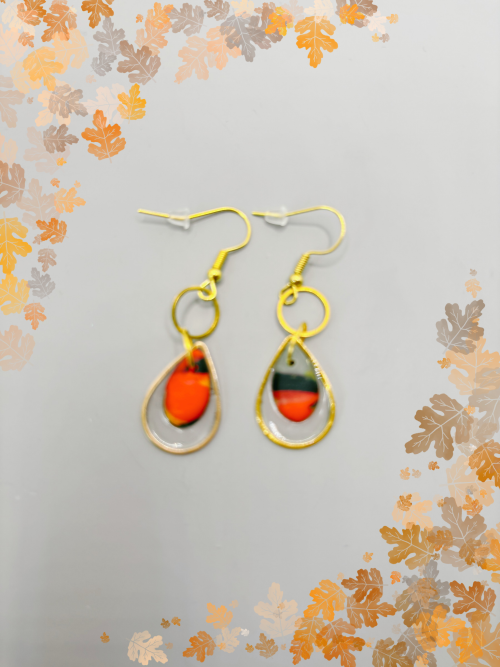 Boucles d'oreilles goutte  colorée dans goutte de cristal HWF26